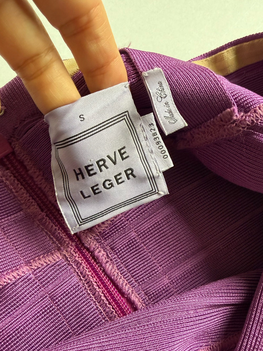 HERVÉ LÉGER Nicolette Purple Bandage Dress Bodycon Mini, Size S - Picture 5 of 8